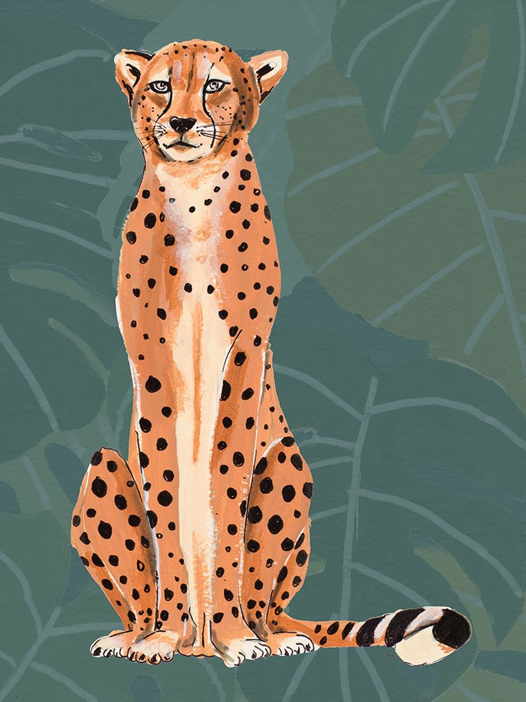 Cheetah Retro On Leaf Pattern art print by Patricia Pinto for $57.95 CAD
