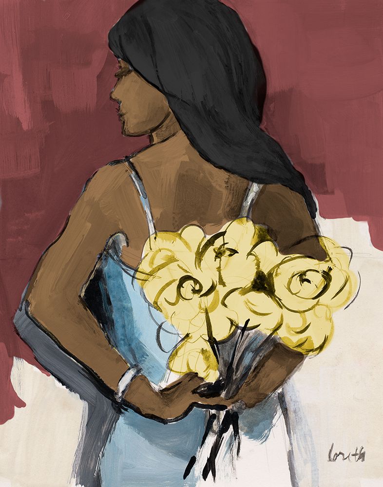 Girl With Yellow Roses art print by Lanie Loreth for $57.95 CAD
