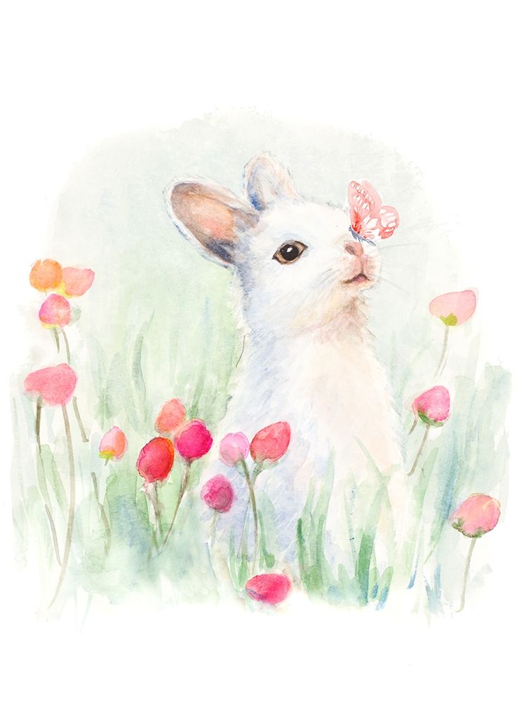 White Bunny and Butterfly art print by Lanie Loreth for $57.95 CAD