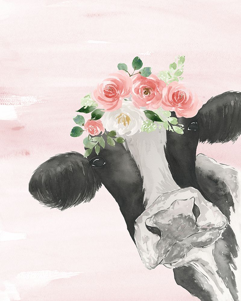 Crowned Cow on Pink art print by Lucille Price for $57.95 CAD
