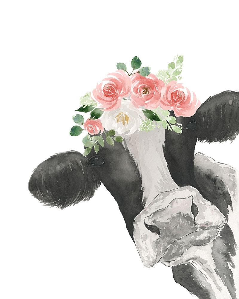Hello Cow With Flower Crown art print by Lucille Price for $57.95 CAD