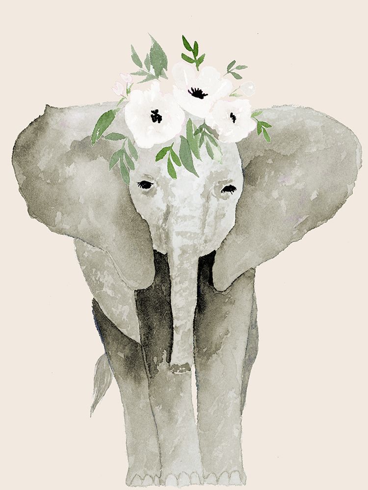 Floral Crowned Elephant art print by Lucille Price for $57.95 CAD