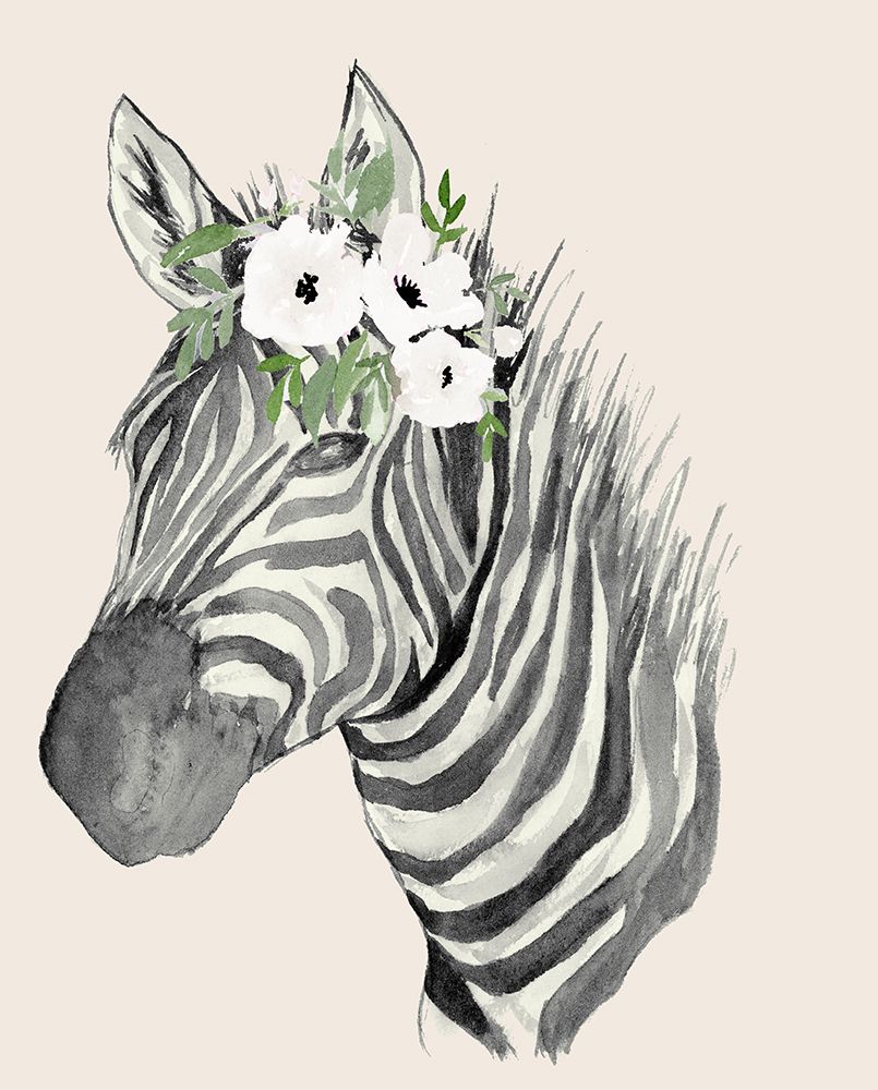 Floral Crowned Zebra art print by Lucille Price for $57.95 CAD