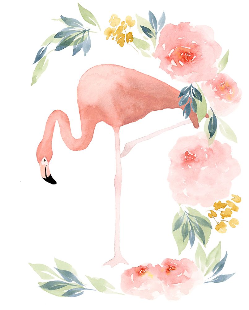 Floral Flamingo I art print by Lucille Price for $57.95 CAD