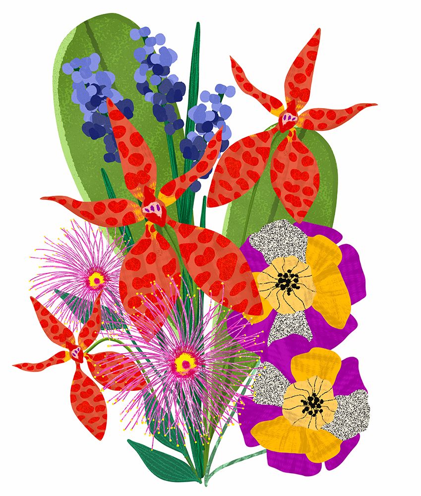 Bold Popping Flowers art print by Jen Bucheli for $57.95 CAD