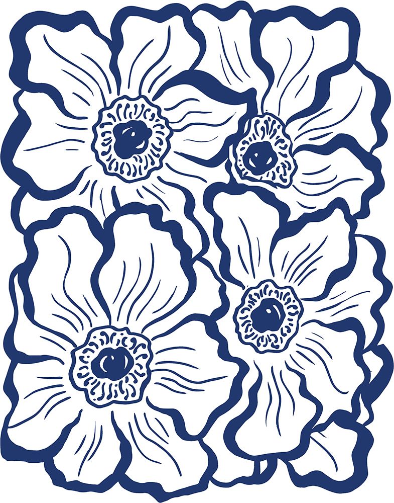 Navy Floral Linocut I art print by Elizabeth Medley for $57.95 CAD