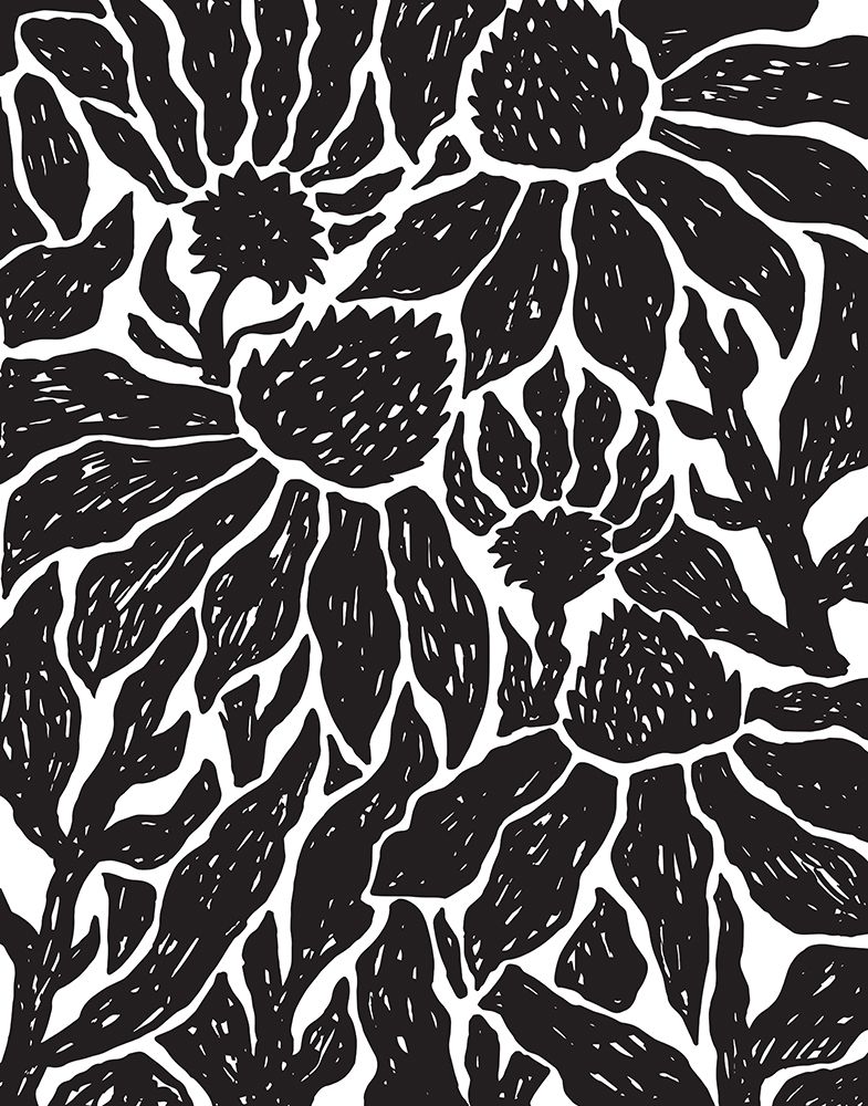 BW Floral Linocut art print by Elizabeth Medley for $57.95 CAD