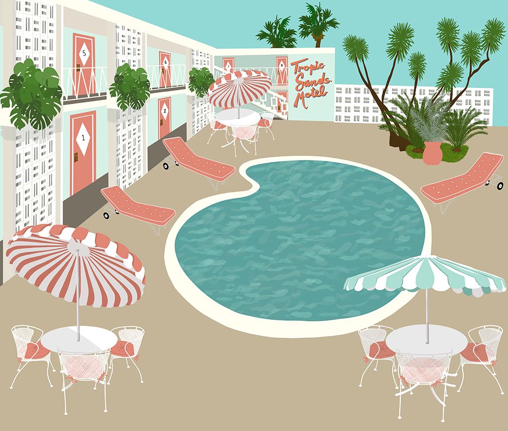 Mid Mod Motel and Pool art print by Jen Bucheli for $57.95 CAD