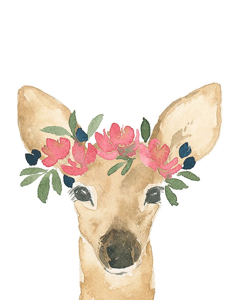 Baby Deer With A Floral Crown art print by Lucille Price for $57.95 CAD