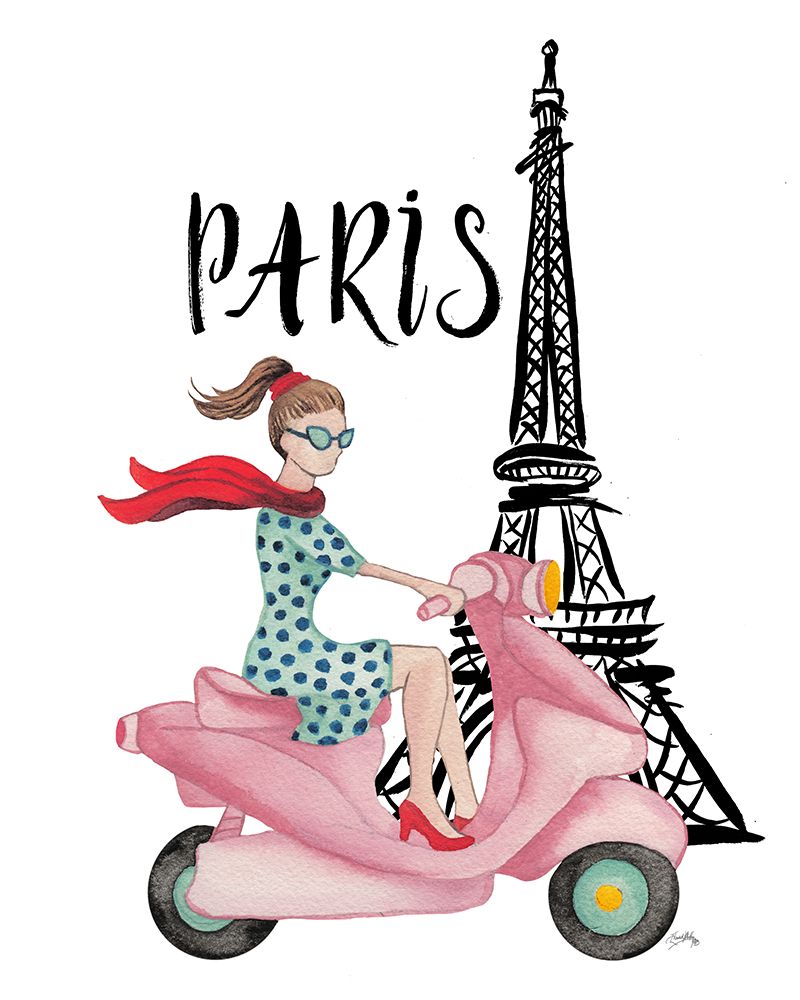 Paris By Moped art print by Elizabeth Medley for $57.95 CAD