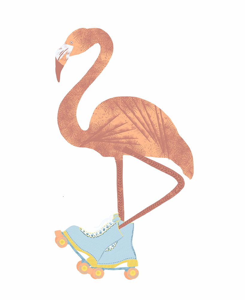 Skating Flamingo art print by Jen Bucheli for $57.95 CAD