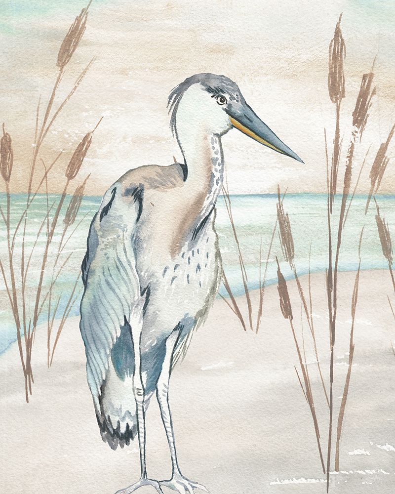 Heron By Beach Grass I art print by Elizabeth Medley for $57.95 CAD
