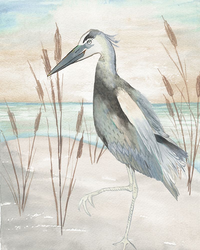 Heron by Beach Grass II art print by Elizabeth Medley for $57.95 CAD