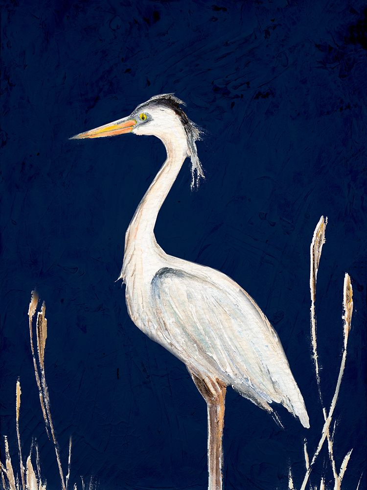 Heron on Navy I art print by Patricia Pinto for $57.95 CAD