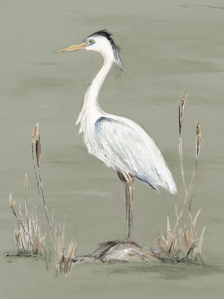 Heron on Sage Green I art print by Patricia Pinto for $57.95 CAD