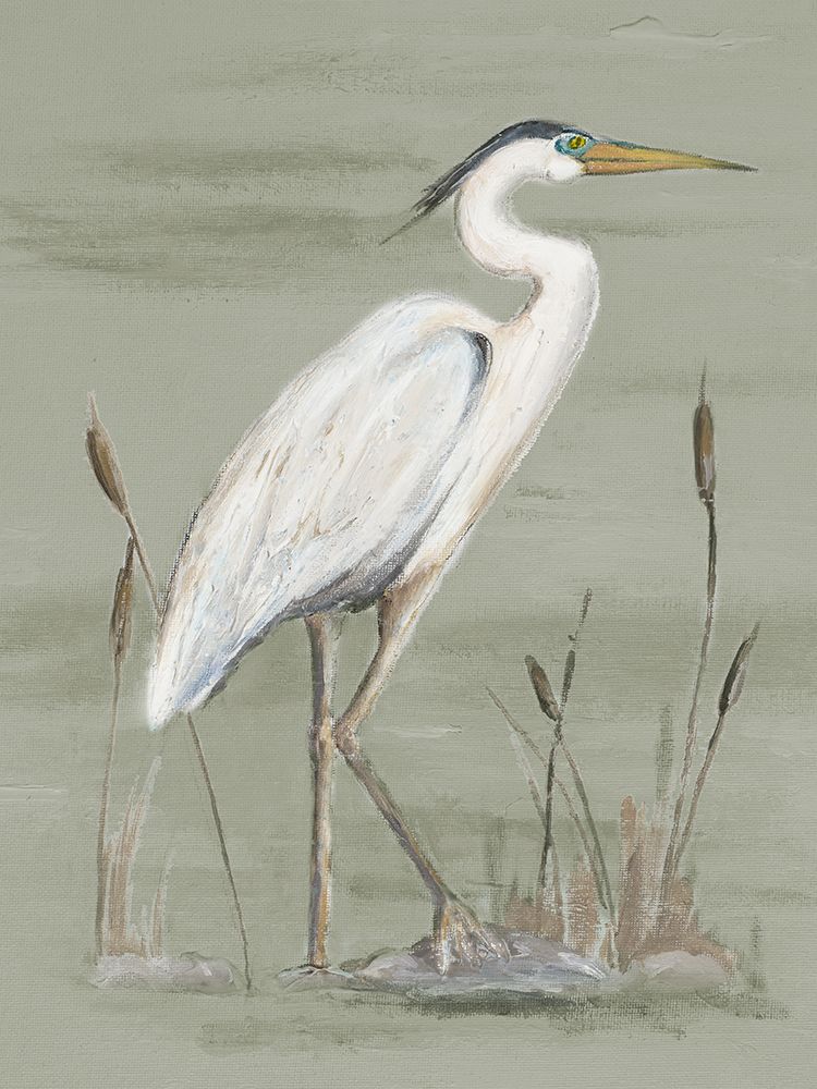 Heron on Sage Green II art print by Patricia Pinto for $57.95 CAD