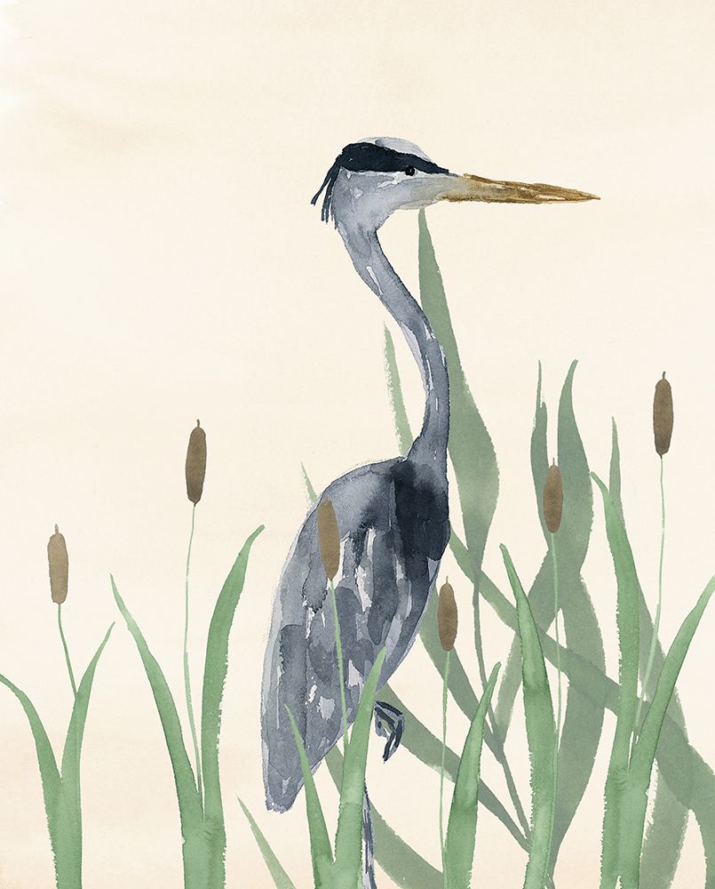 Heron Among the Cattails I art print by Lucille Price for $57.95 CAD
