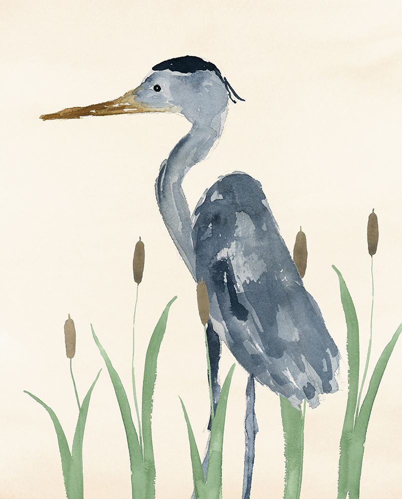Heron Among the Cattails II art print by Lucille Price for $57.95 CAD