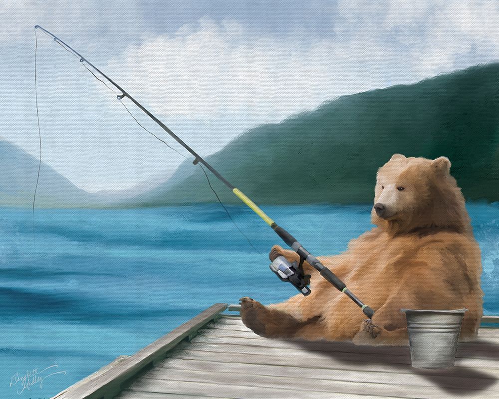 The Fishing Bear art print by Elizabeth Medley for $57.95 CAD