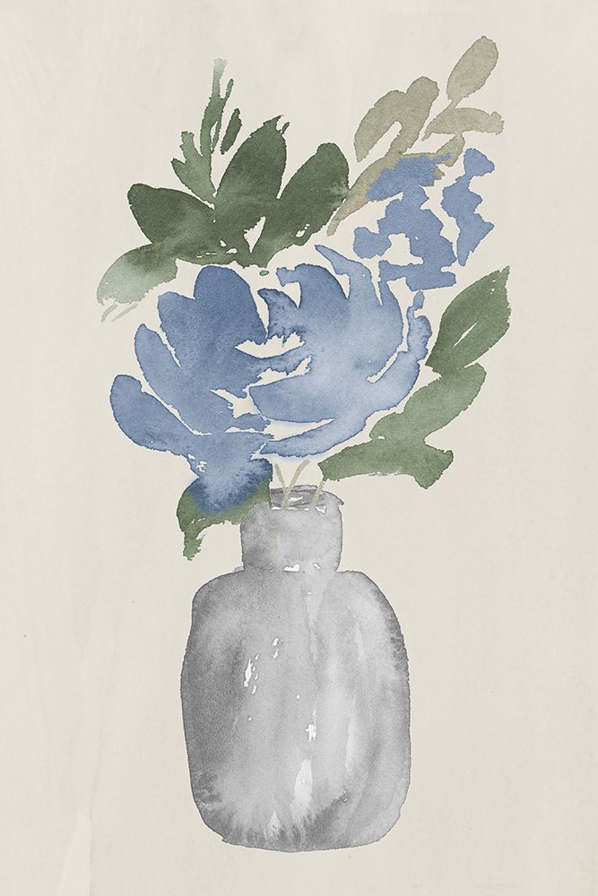 Blue Garden Roses In Vase I art print by Lucille Price for $57.95 CAD