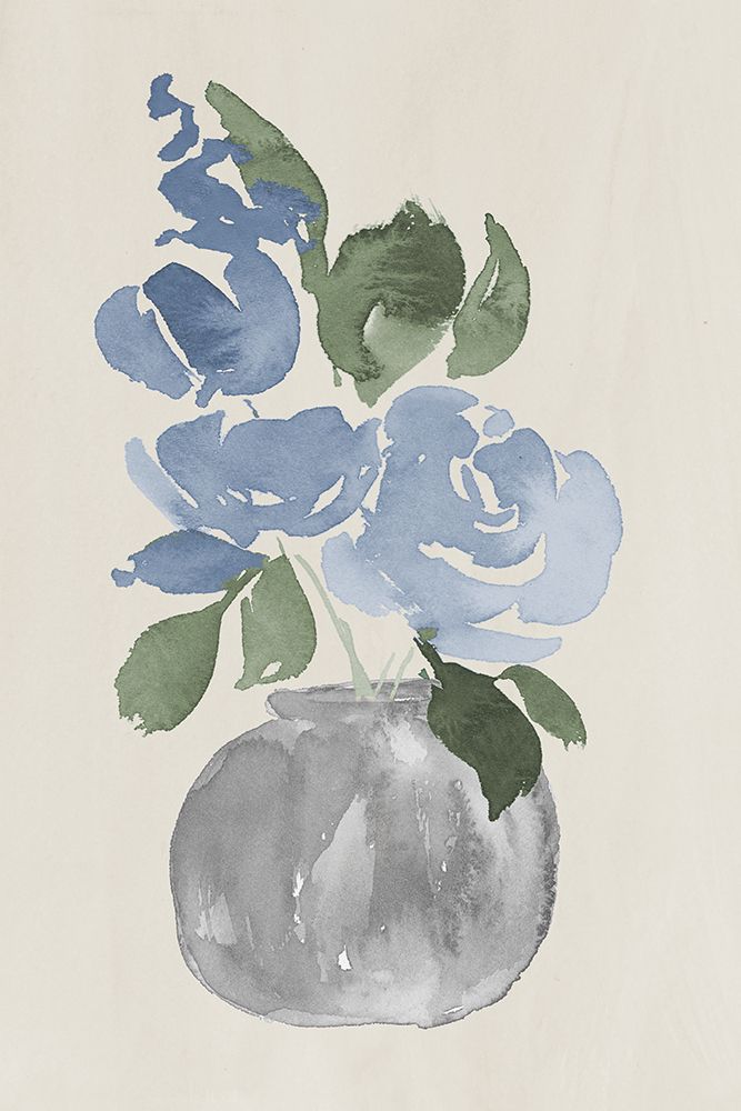Blue Garden Roses In Vase III art print by Lucille Price for $57.95 CAD