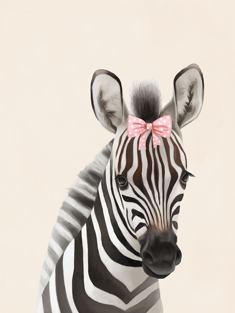 Pink Bow Baby Zebra art print by Lucca Sheppard for $57.95 CAD