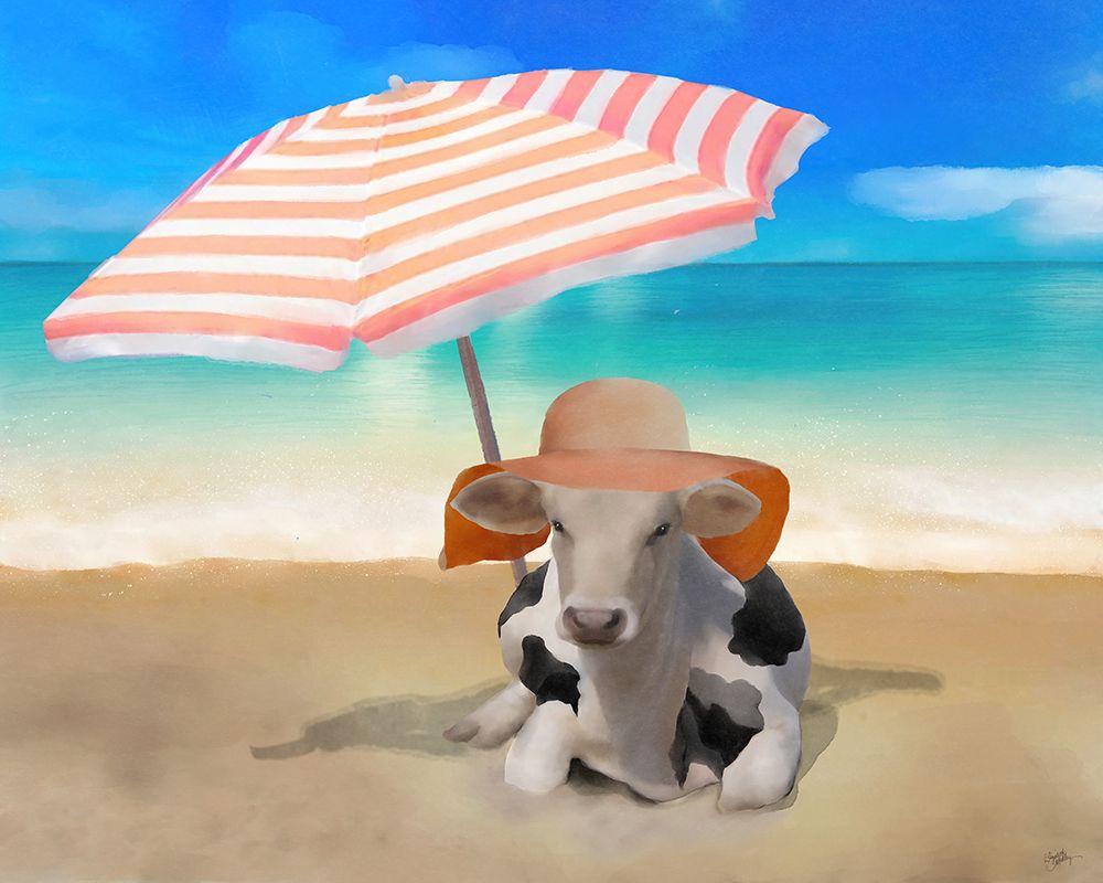 Sunbathing Cow art print by Elizabeth Medley for $57.95 CAD
