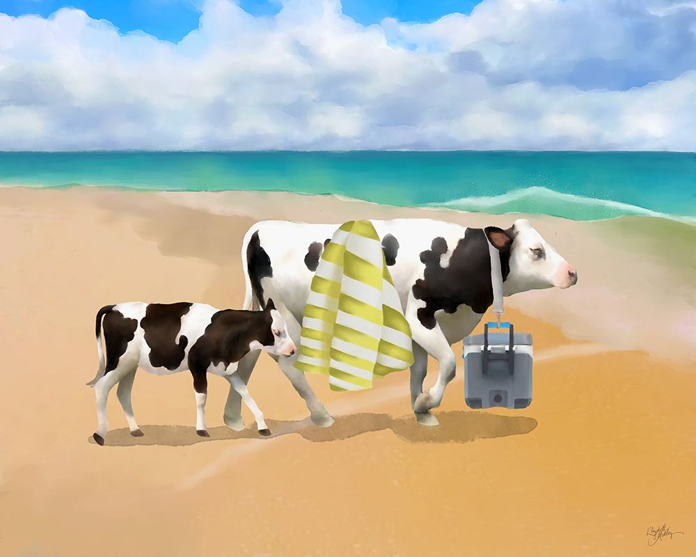 Cow Picnic At the Beach art print by Elizabeth Medley for $57.95 CAD