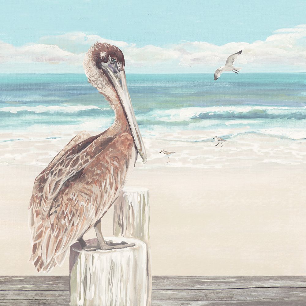 Pelican On The Beach art print by Erica Christopher for $57.95 CAD
