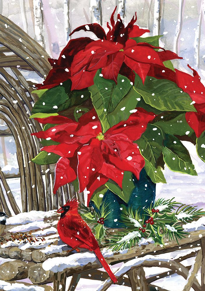 Cardinal and Poinsettias art print by Erica Christopher for $57.95 CAD