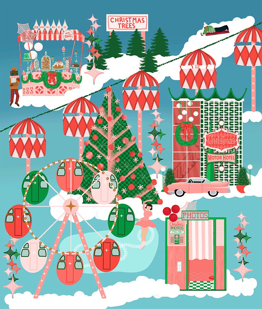 Retro Christmas Fair II art print by Jen Bucheli for $57.95 CAD