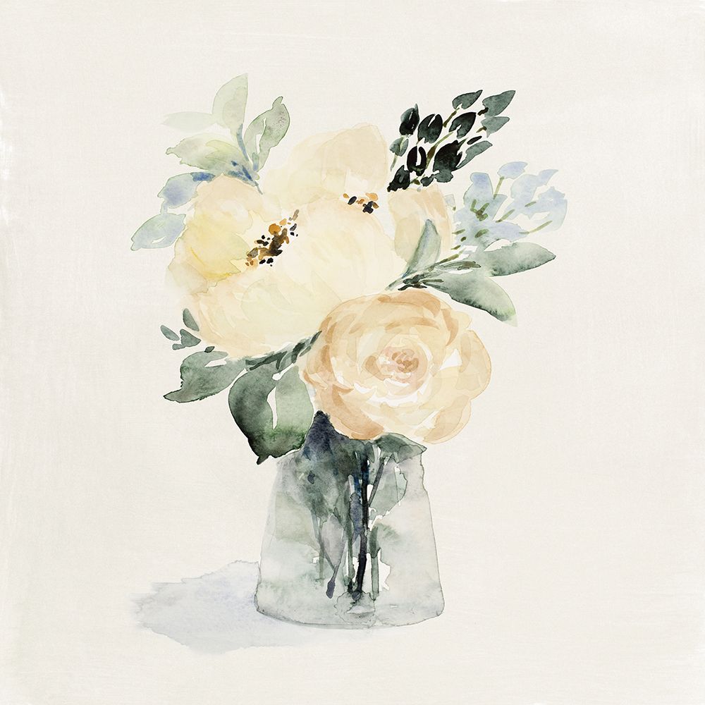 Creamy Yellow Blooms in Glass Vase art print by Lanie Loreth for $57.95 CAD