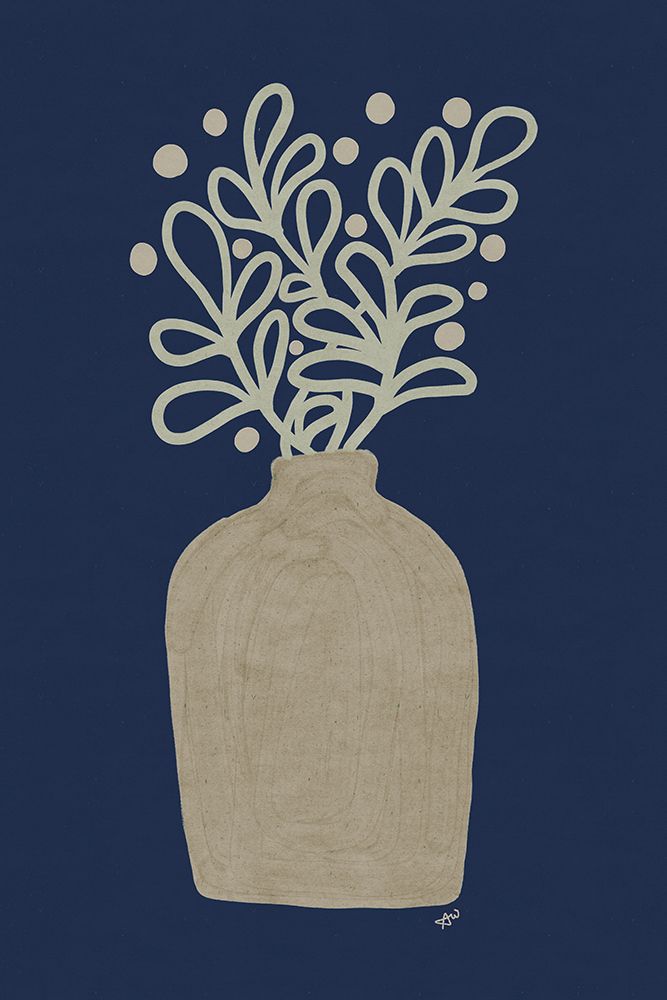 Simple Floral On Navy art print by Angel Nicole for $57.95 CAD