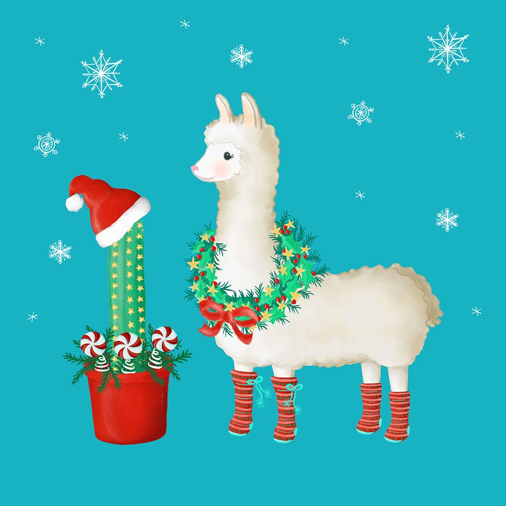 Festive Llama I art print by Andi Metz for $57.95 CAD
