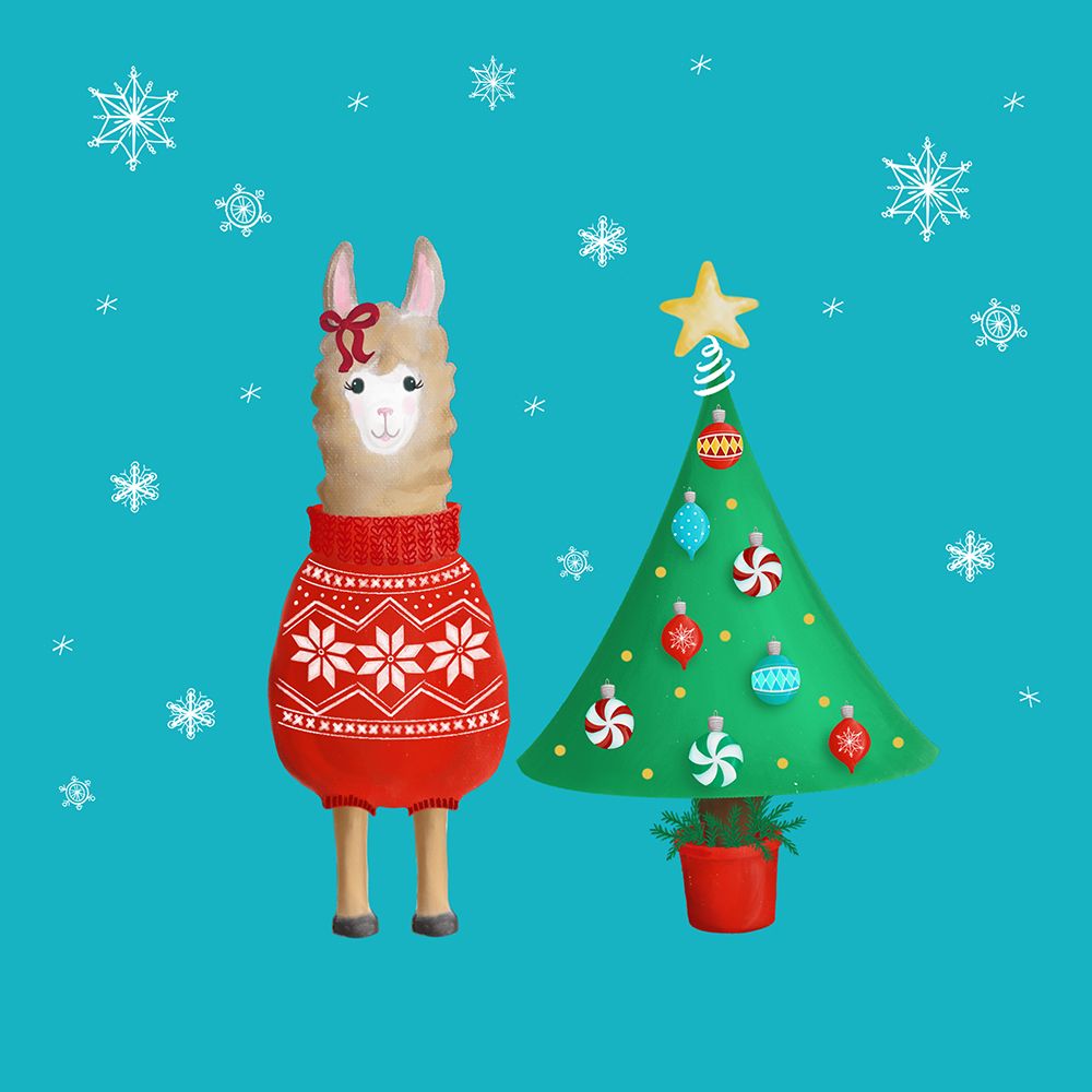 Festive Llama IV art print by Andi Metz for $57.95 CAD