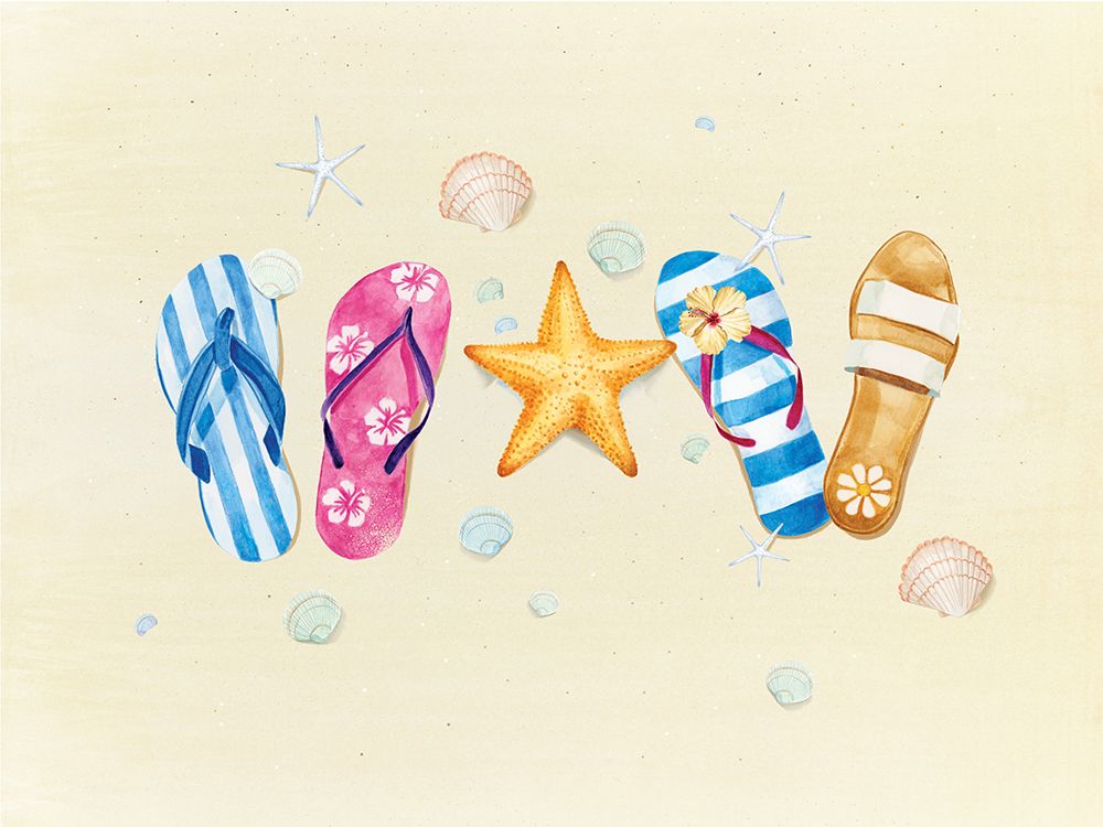 Flip Flops and Shells art print by Lucca Sheppard for $57.95 CAD