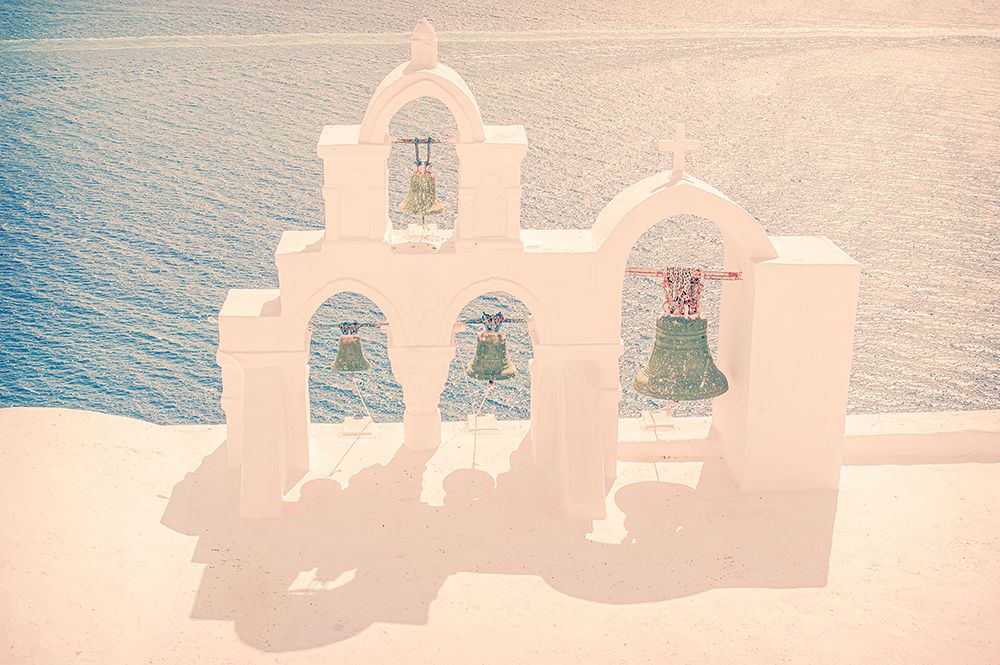 Santorini Bells By The Sea art print by Erin Marie for $57.95 CAD