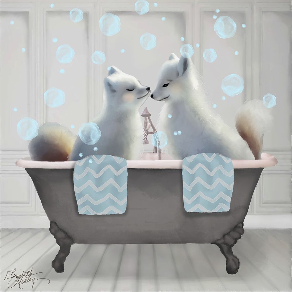 Artic Fox Bath Time art print by Elizabeth Medley for $57.95 CAD