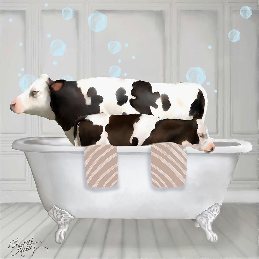Cow Bath Time art print by Elizabeth Medley for $57.95 CAD