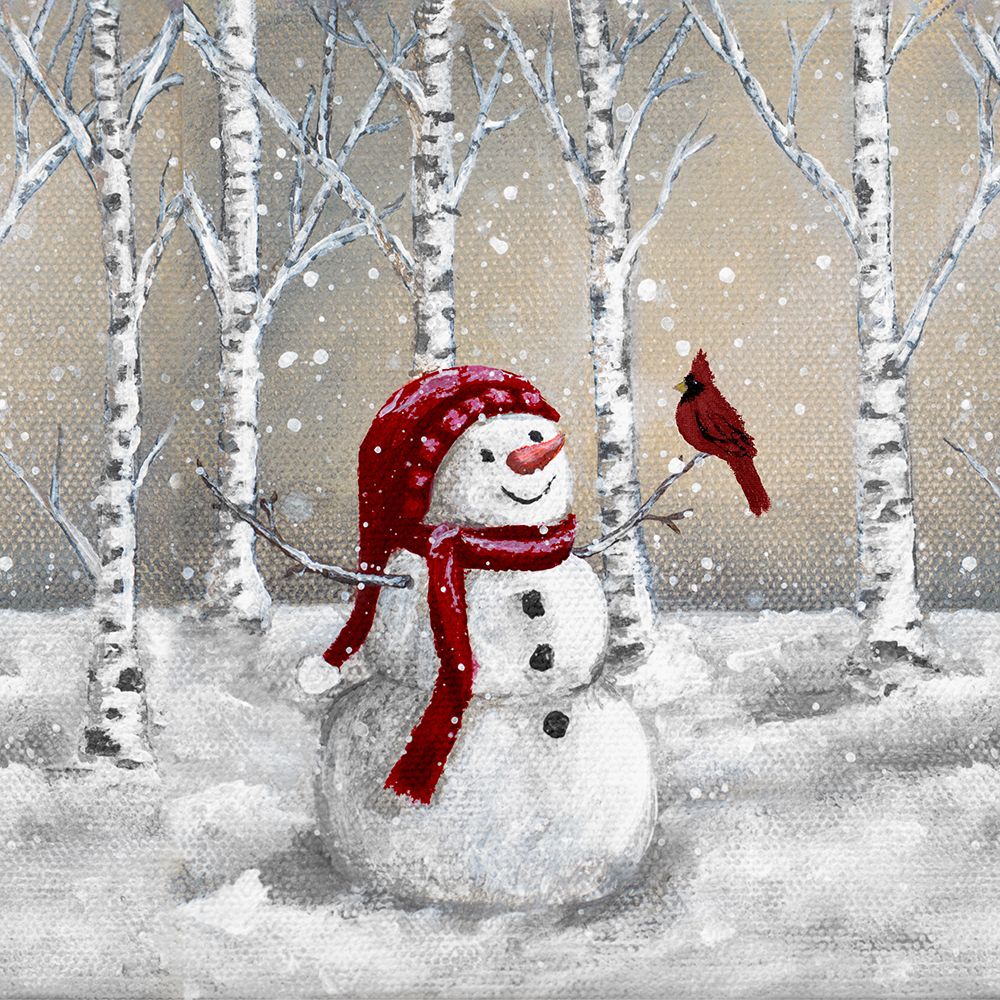 Snowman With His Friend art print by Kelly Elizabeth for $57.95 CAD
