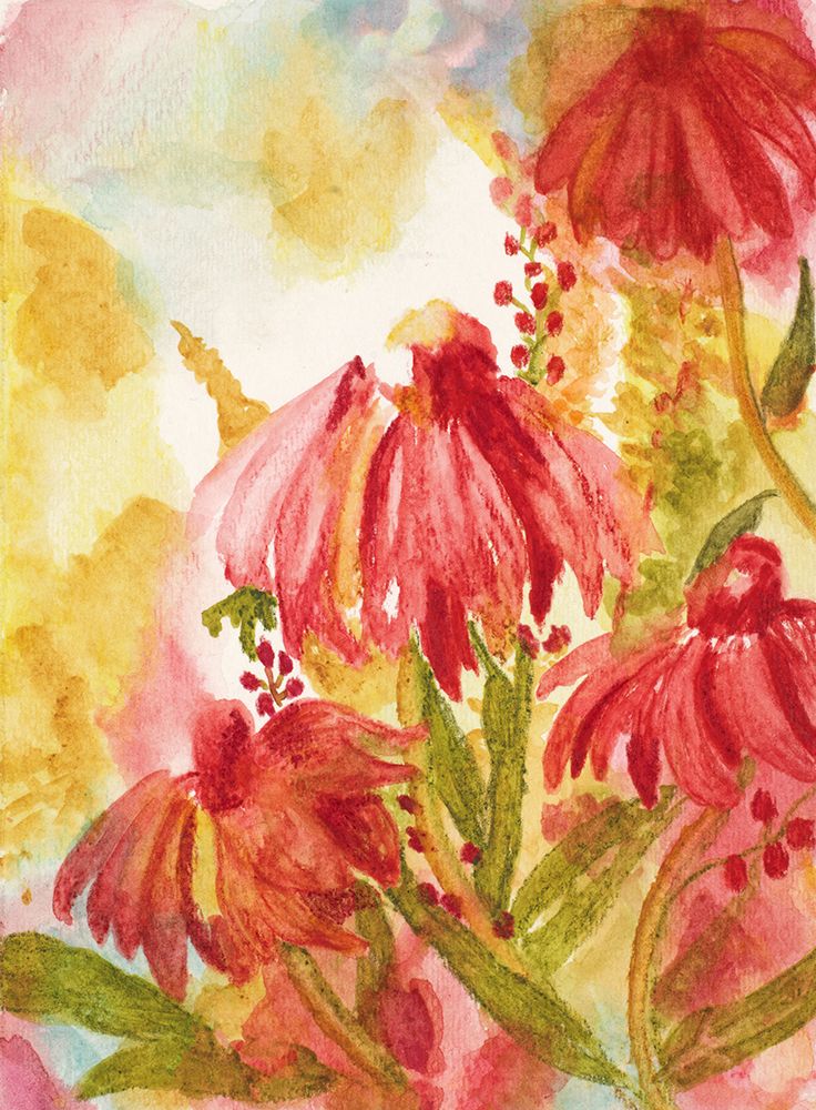 Blooming Red Flowers art print by Kelly Elizabeth for $57.95 CAD