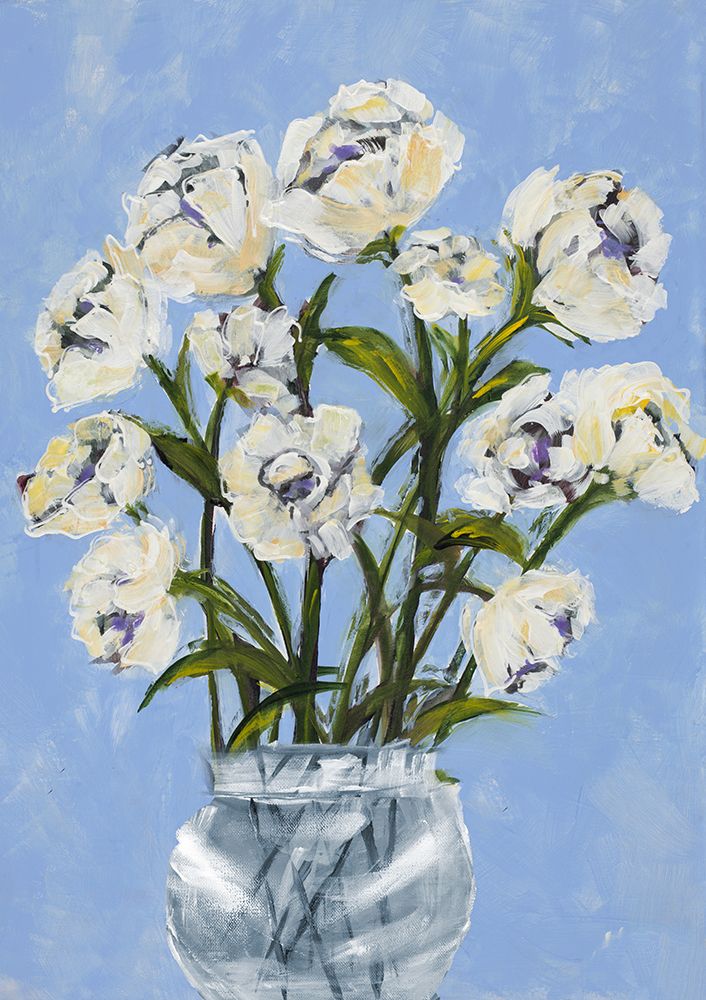 White Flowers In Glass Vase art print by Julie DeRice for $57.95 CAD