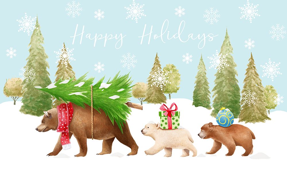 Holiday Bear Family art print by Lucca Sheppard for $57.95 CAD