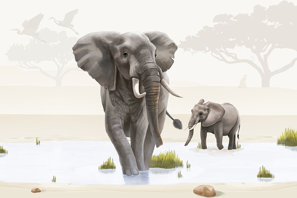 Elephant Scene art print by Lucca Sheppard for $57.95 CAD