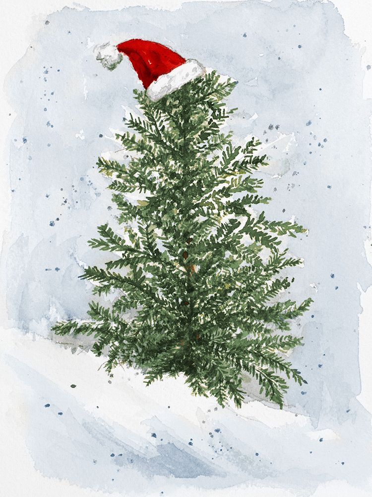 Santa Hat Fir Tree art print by Lanie Loreth for $57.95 CAD