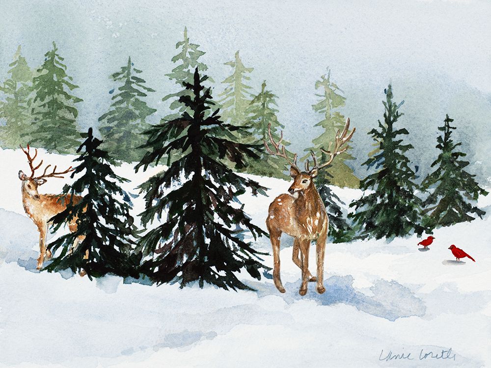 Winter Beauty with Reindeers art print by Lanie Loreth for $57.95 CAD