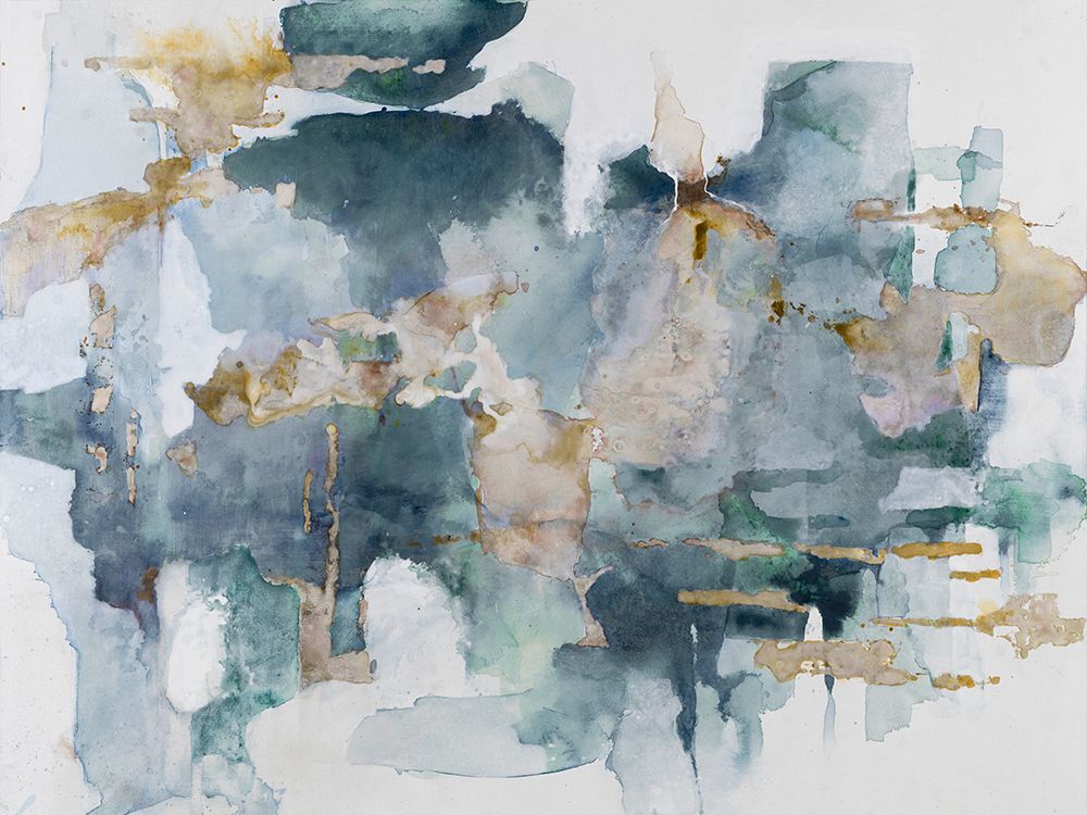Blue and Gold Ice Abstract art print by Lorenzo Collective for $57.95 CAD