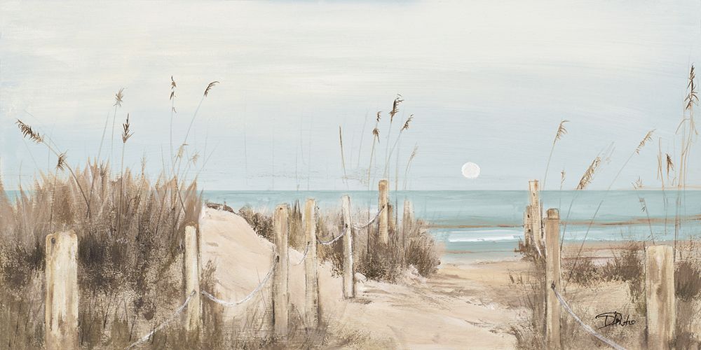 White Moon Over the Blue Ocean art print by Patricia Pinto for $57.95 CAD