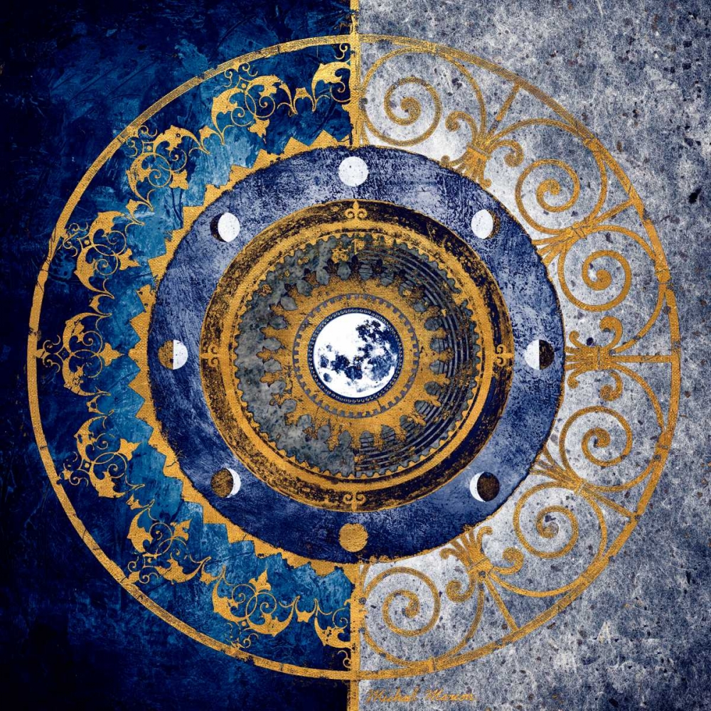 Gold and Sapphire Moon Dial I art print by Michael Marcon for $57.95 CAD