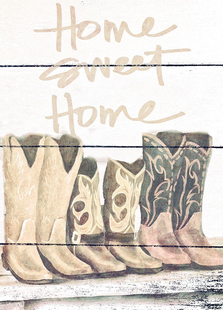 Home Sweet Home Boots in Shape art print by Josefina for $57.95 CAD